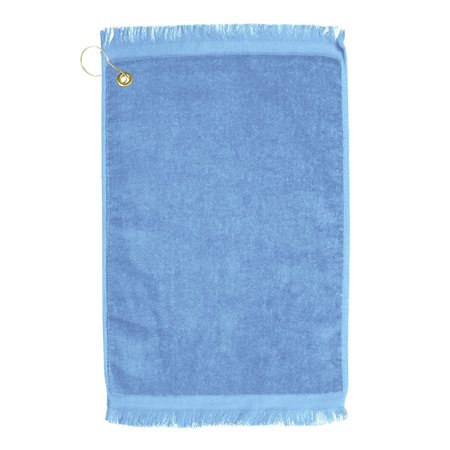 TOWELSOFT Premium Fringed Velour Golf Towel with Corner Hook &Grommet Placement-Light Blue Golf-EV1407CL-LGT-BLU
